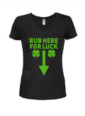 Rub for Luck Juniors V Neck T-Shirt