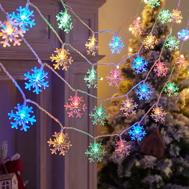 Snowflake Lights String LED Festoon Light USB Plug Christmas Tree Light Aesthetic Room Decoration Wedding Party New Year's Decor