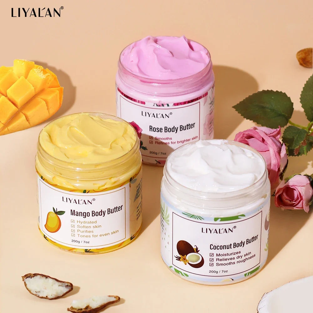 Shea Body Butter Soothes Dry Skin Nourish Moisturizer Smooth Rough Deep Hydration Cream Coconut Rose Mango Skin Care Body Lotion