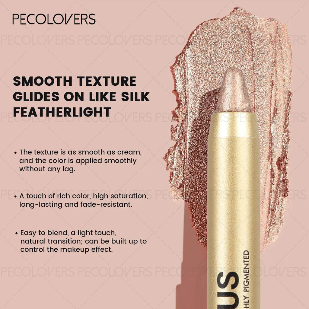 Smudge-Proof & Waterproof Eyeshadow Stick,Dual-Ended Eye with Shadow Stick,Sponge Brush,Glitter & Matte Finishes