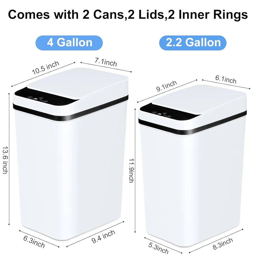 NONECN 2 Pack Touchless Motion Sensor Trash Cans With Lid