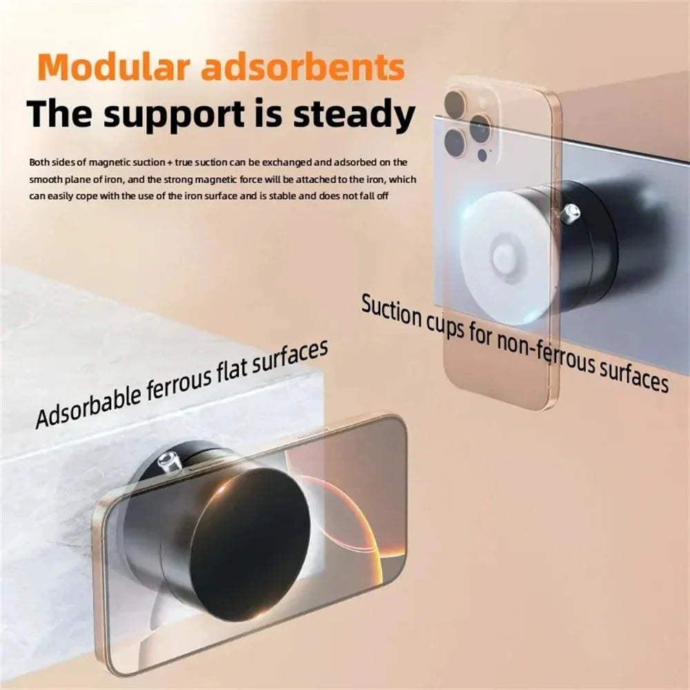 Portable Vacuum Magnetic Mobile Phone Bracket Adjustable Double-Sided Suction Cup Holder Lazy Stand For All Smartphone