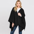 Hooded Solid Ruana Poncho