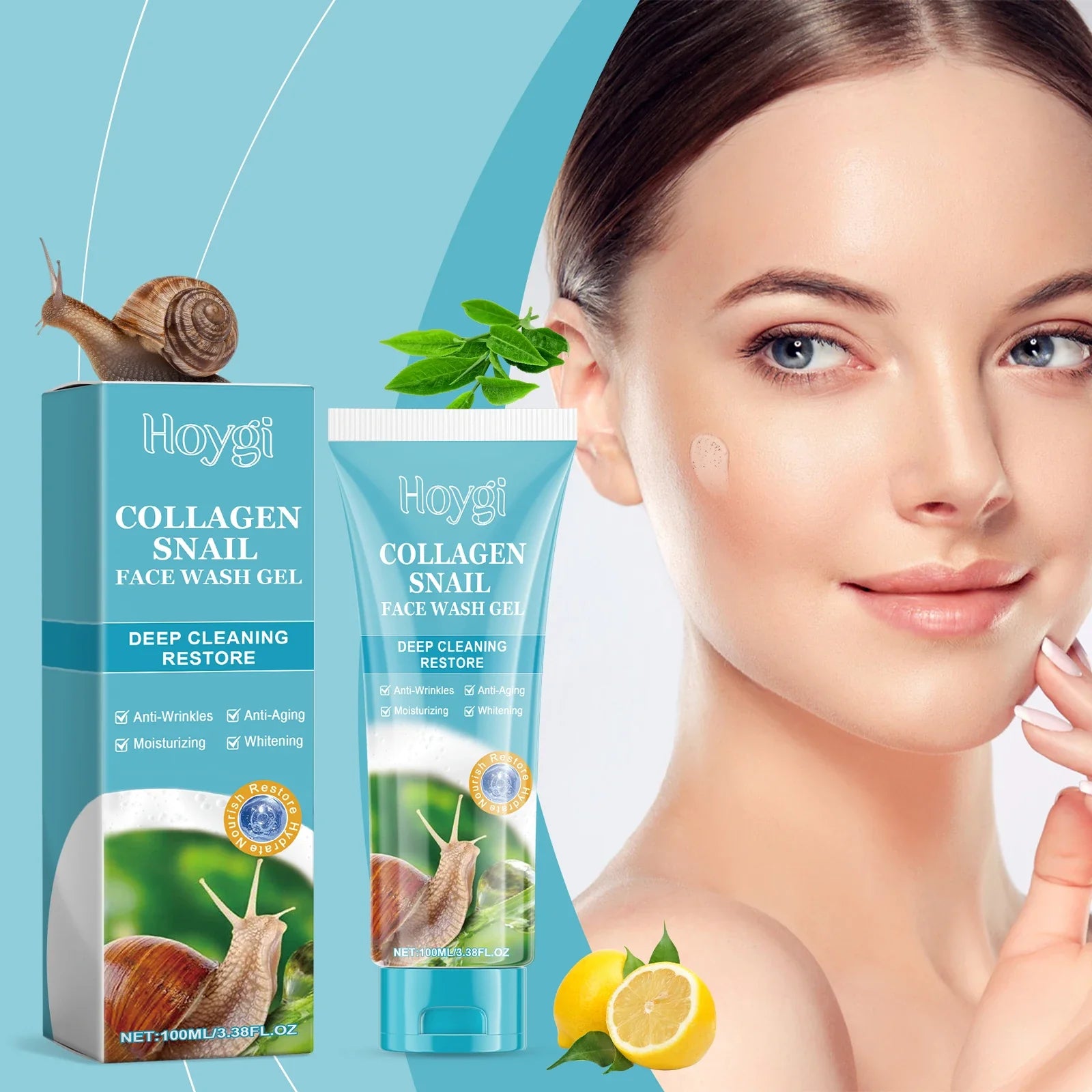 Collagen Snail Cleansing Gel Gentle Exfoliating Cleanser Shrink Pores Repair Moisturizing Cleanser Facial Skin Care Cleanser