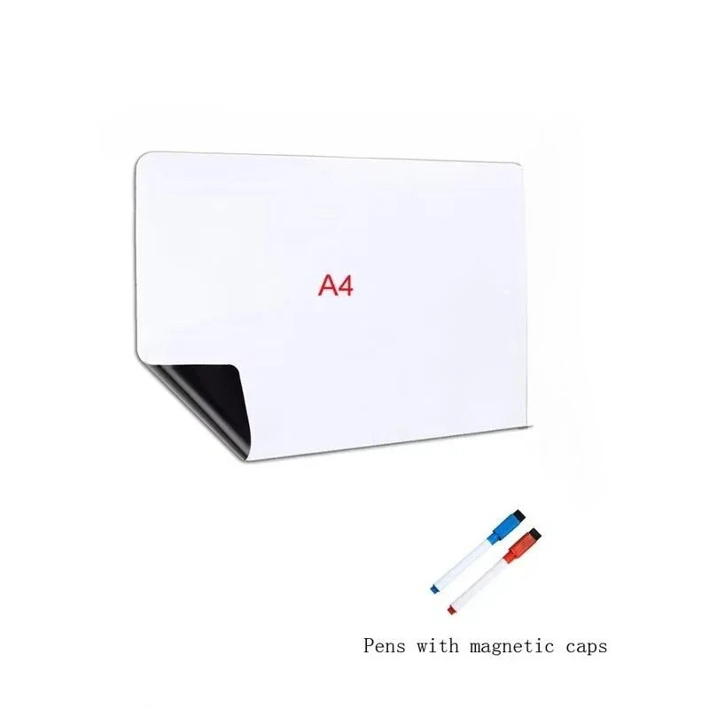 1Pc Flexible Magnetic Whiteboard Stickers A3+A4 with Erasable Markers Refrigerator Memo Board for Kitchen Grocery List