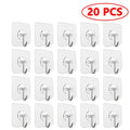 10/20 PCS Transparent Stainless Steel Self-Adhesive Hooks Bathroom Towel Clothes Storage Sticker Hooks Key Hangers Storage
