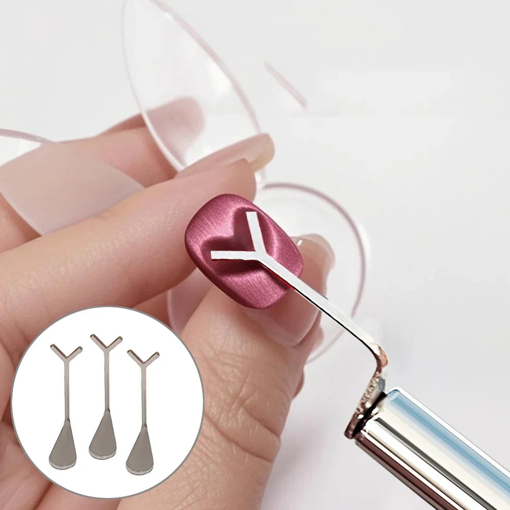 2pcs Love-shaped Nail Art Magnet Set Y-shape Iron Wire Cat Eye Magnetic Stick Strong Heart Pattern Magnetic Gel Polish Nail Tool