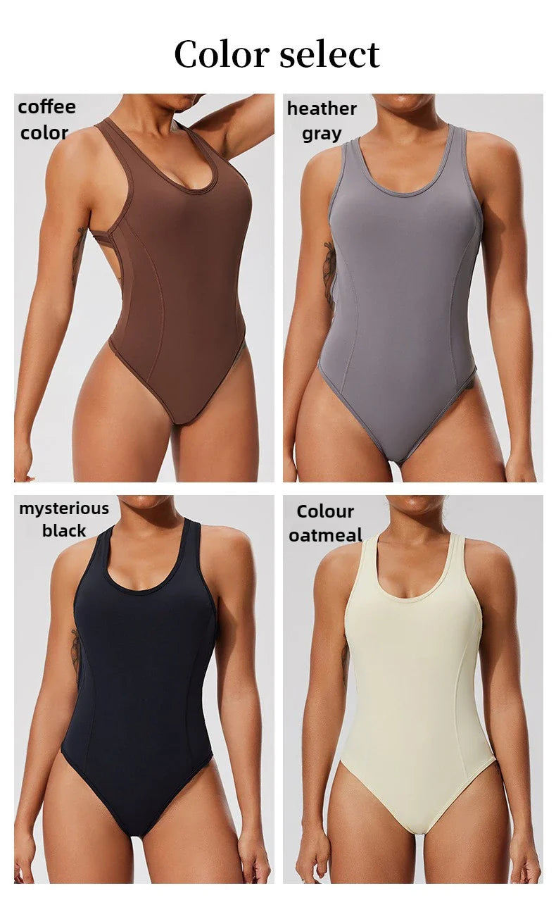 Seamless Yoga Jumpsuit Set Casual Back Base Tight One-piece Corset Slim  Bodysuit Yoga Suit Suspender Sports Fitness Suits Women