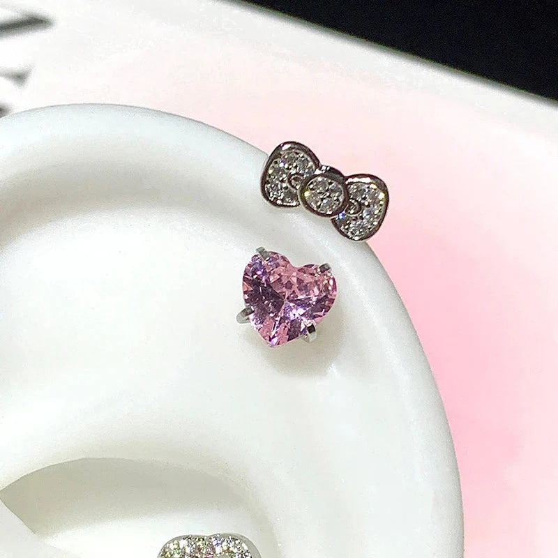 Cute Bowknot Love Heart Annular Ear Bone Earring