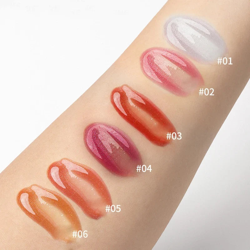 MAGIC CASA 6-Piece Set Water-Gloss Jelly Lip Oil - Plumping, Hydrating, Makeup Base, Long-Lasting Moisture