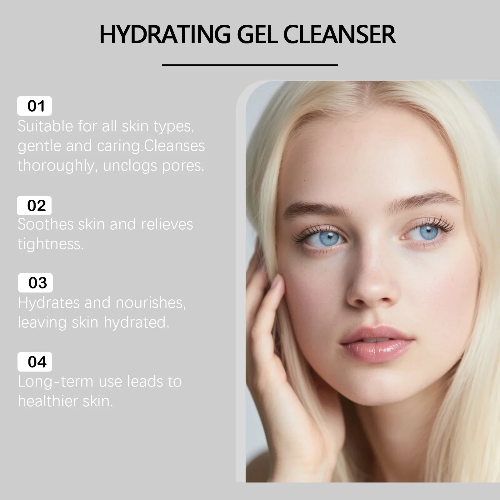 HOYGI Facial Cleansing Gel Oil Control Moisturizing Face Wash Anti-Acne Pore Refining Blackhead Remover Gentle Brightening Skin