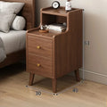 Modern New Chinese Style Nightstand - Narrow Solid Wood Bedside Table with Storage Drawer, Minimalist Bedroom Furniture