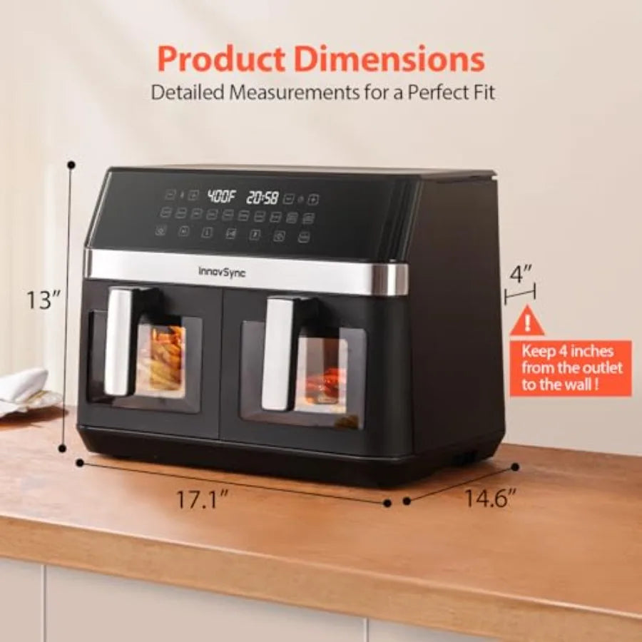 Dual Zone Kitchen Air Fryer 12QT 10-In-1 Functions Touchscreen