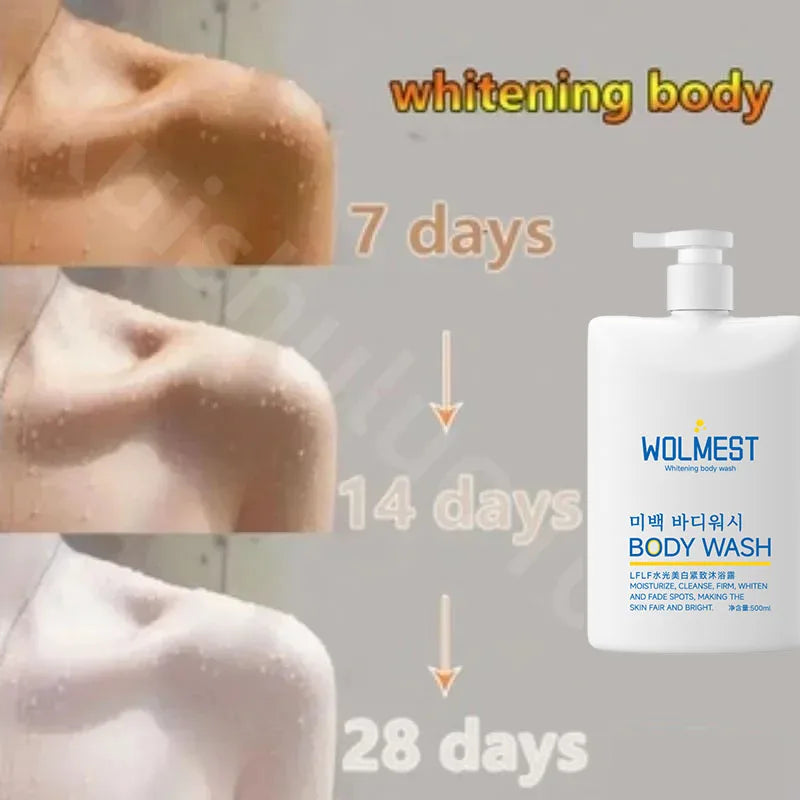 Whitening Body Wash Shower Gel Deep Cleansing Removing Dirt Dead Skin Oil Control Even Skin Tone To Lighten Pigmentation 500ml