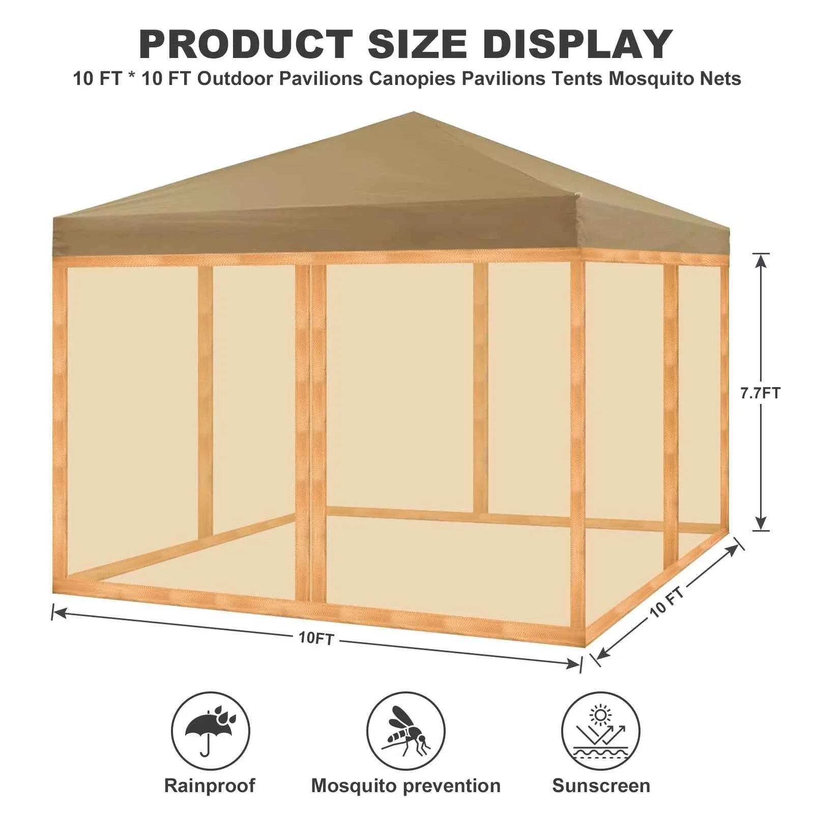 Gazebo Universal Replacement Mosquito Netting Outdoor Gazebo Canopy 4-Panel Screen Walls with Zipper (Mosquito Net Only)