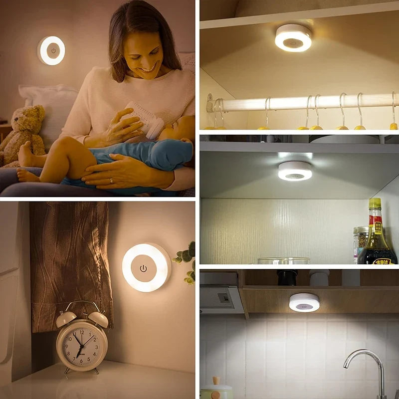 Stick Tap Push Touch Lamp Portable Lamps LED Night Light 3 Color Dimmable USB Rechargeable Battery