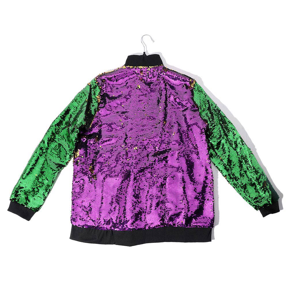 Mardi Gras Reversible Sequin Zipper Jacket