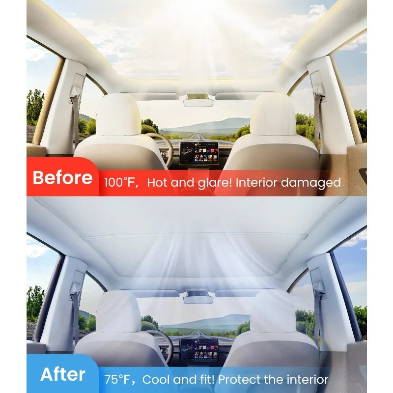 Sunshade Roof for Tesla Model 3/Y (No Gaps No-Sag)Heat Insulation Foldable Roof Glass Sun Shade car window shade car sun