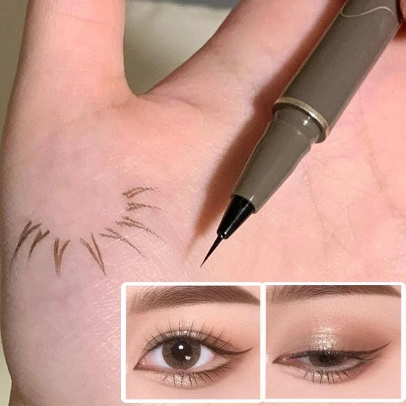 Slim eyeliner is waterproof, sweat-proof, long-lasting and non-smudged. Newbie brown eyeliner liquid pen