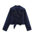 SLTNX 2026 New Women's British Wind Trench Coat Style Double-breasted Long Sleeve Belt Lapel Jacket Short Coat