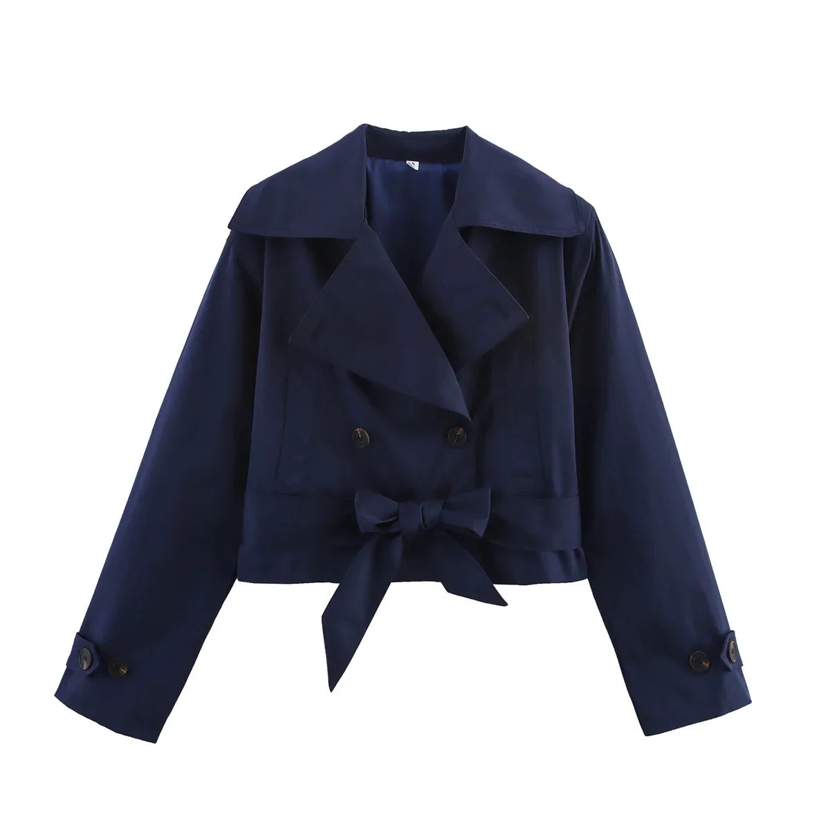 SLTNX 2026 New Women's British Wind Trench Coat Style Double-breasted Long Sleeve Belt Lapel Jacket Short Coat