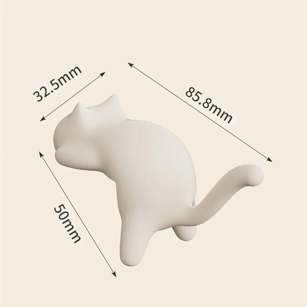 Cat Shaped No Trace Hooks, Damage-Free Wall Mount Holder Clip for Bag/Purse/Pencil Case on Desk Table Study Office