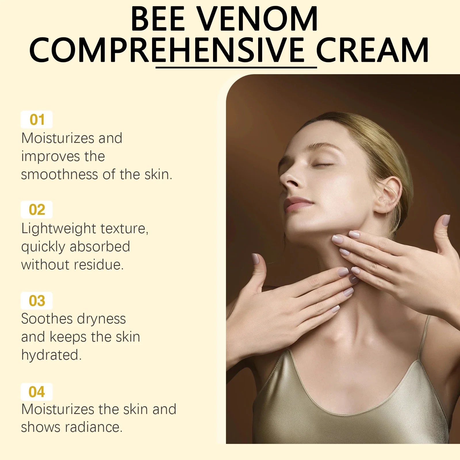 Bee Venom Skin Moisturizer Nourish Dryness Skin Anti Cellulite Firming Brightening Smoothing Body & Face Care Creams Non-Greasy
