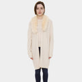 Faux Fur Collar Solid Color Cardigan