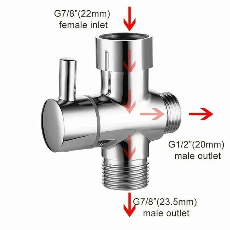G1/2 inch diverter valve three-way T-type adapter for shower brass faucet connector bathroom faucet water diverter