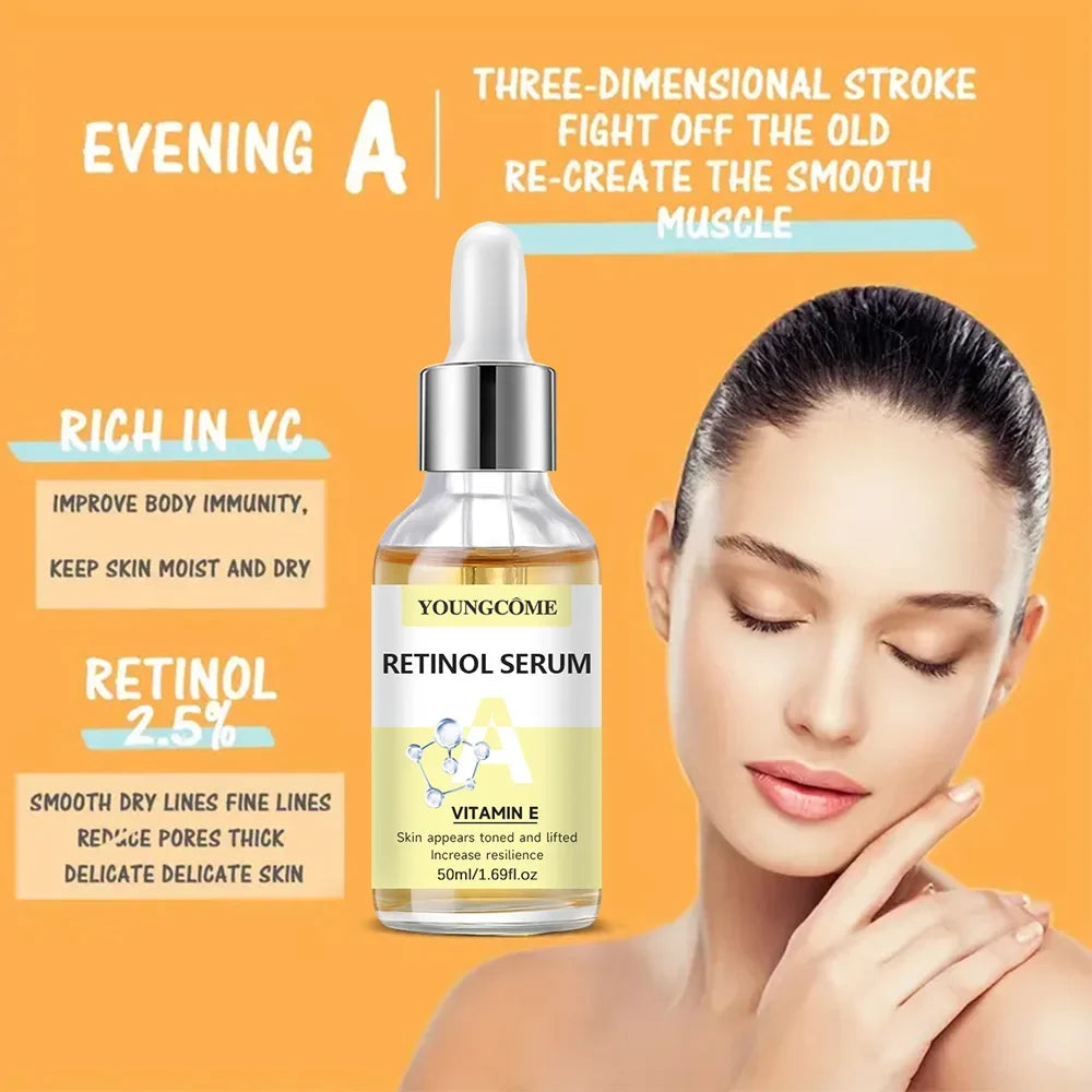 YOUNGCOME 2pcs Vitamin C and Retinol Fortified Serum Rich in VC Keep Skin Hydrated and Smooth Smooth Fine Lines and Wrinkles