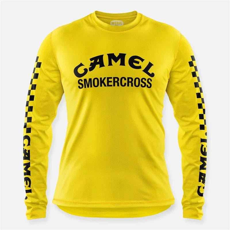 Retro Camel WEBIG Motorcycle Jersey Team Bicycle Downhill MTB Yellow Clothes Ciclismo Cycling Long Sleeve Motocross Bmx T-Shirt