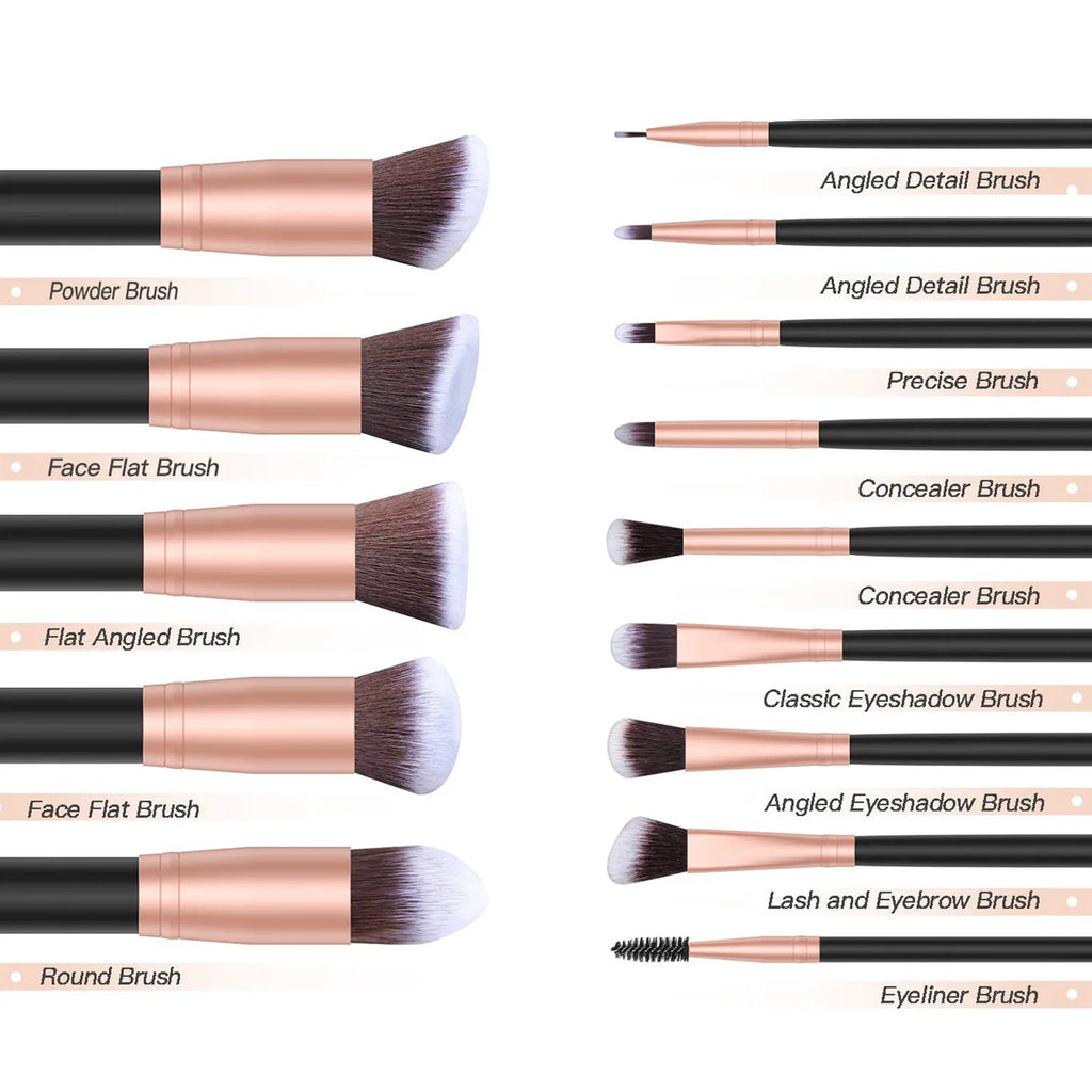 14 Piece Makeup Brush Set For Beginners With Soft Synthetic Bristles