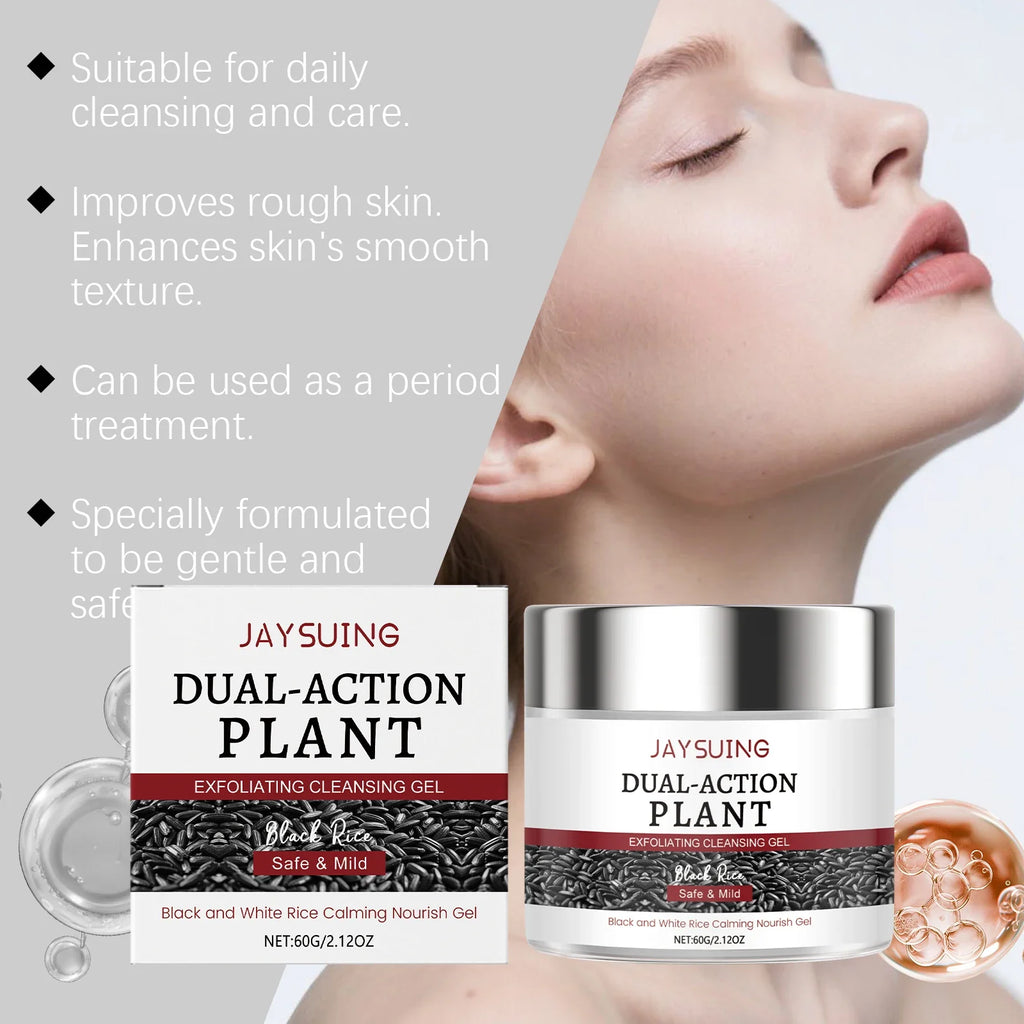 Black Rice Facial Cleansing Gel 60g, Deep Pore Cleanse Exfoliating Scrub Gentle Face Wash for Smooth Skin Daily Cleanser Winter