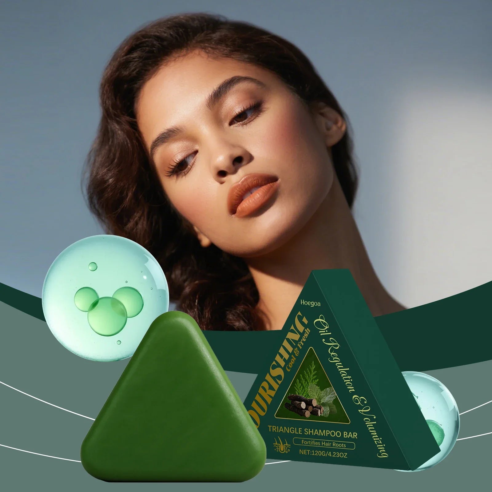 Triangle Green Hair Growth Soap Nourish Hair Roots Improve Dry Frizzy Damaged Hair Repair Regulate Grease Anti Hair Loss Shampoo