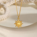 Greek Sun Necklace for Women | Stainless Steel Spiral Pendant Necklace