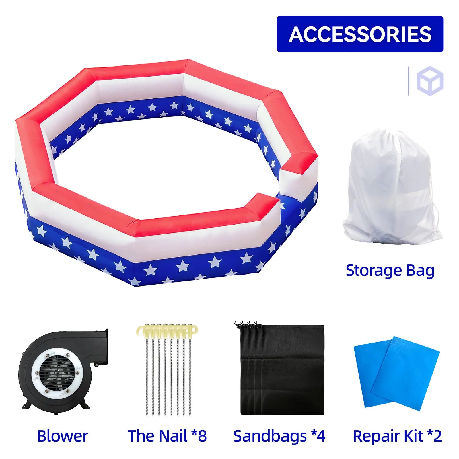 (20ft is out of stock )Gaga Ball Pit Inflatable with Air Blower Portable Gagaball Court Balls Pit 15FT for Sport Game