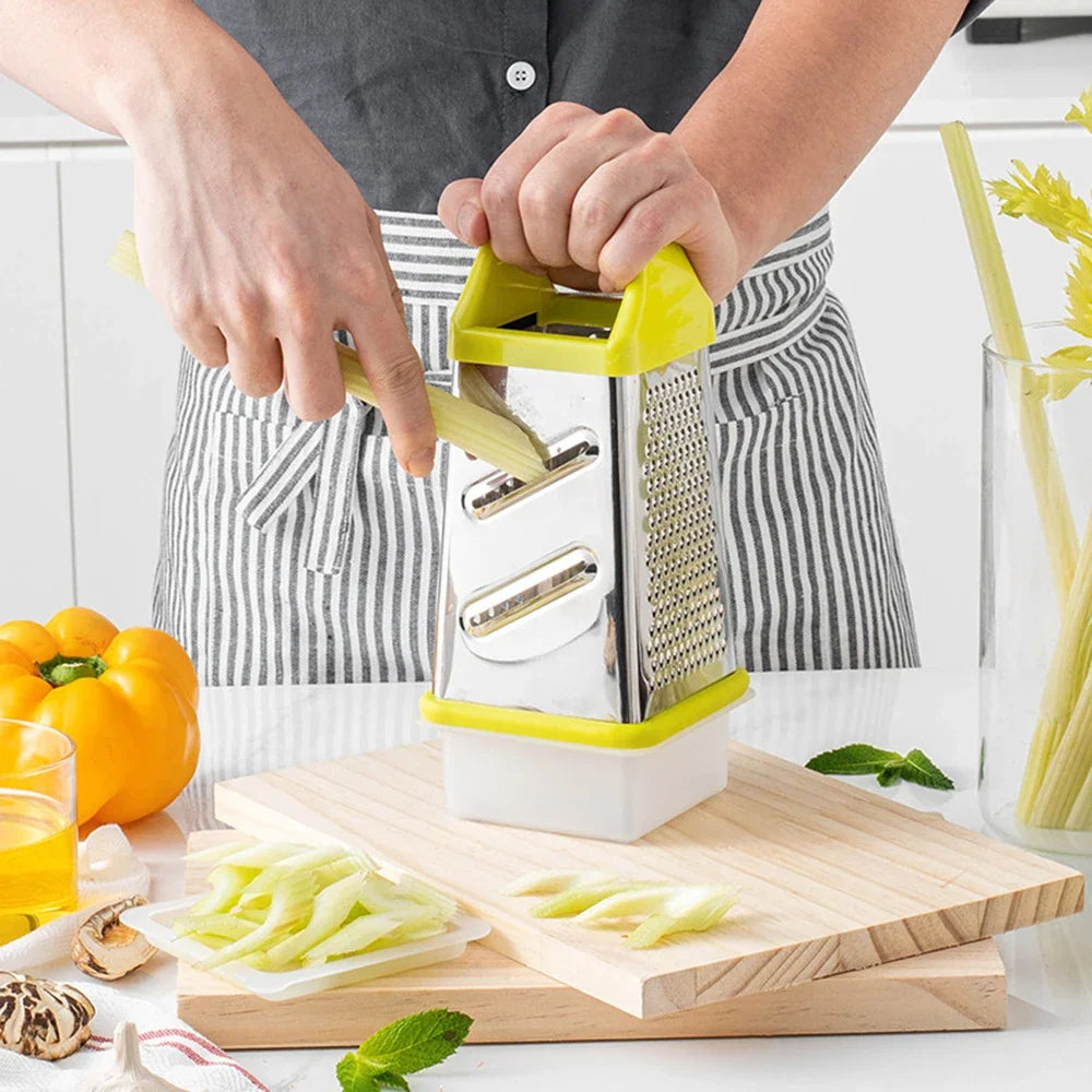 Multifunctional 4 Side Manual Vegetable Grater Chopper Stainless Steel