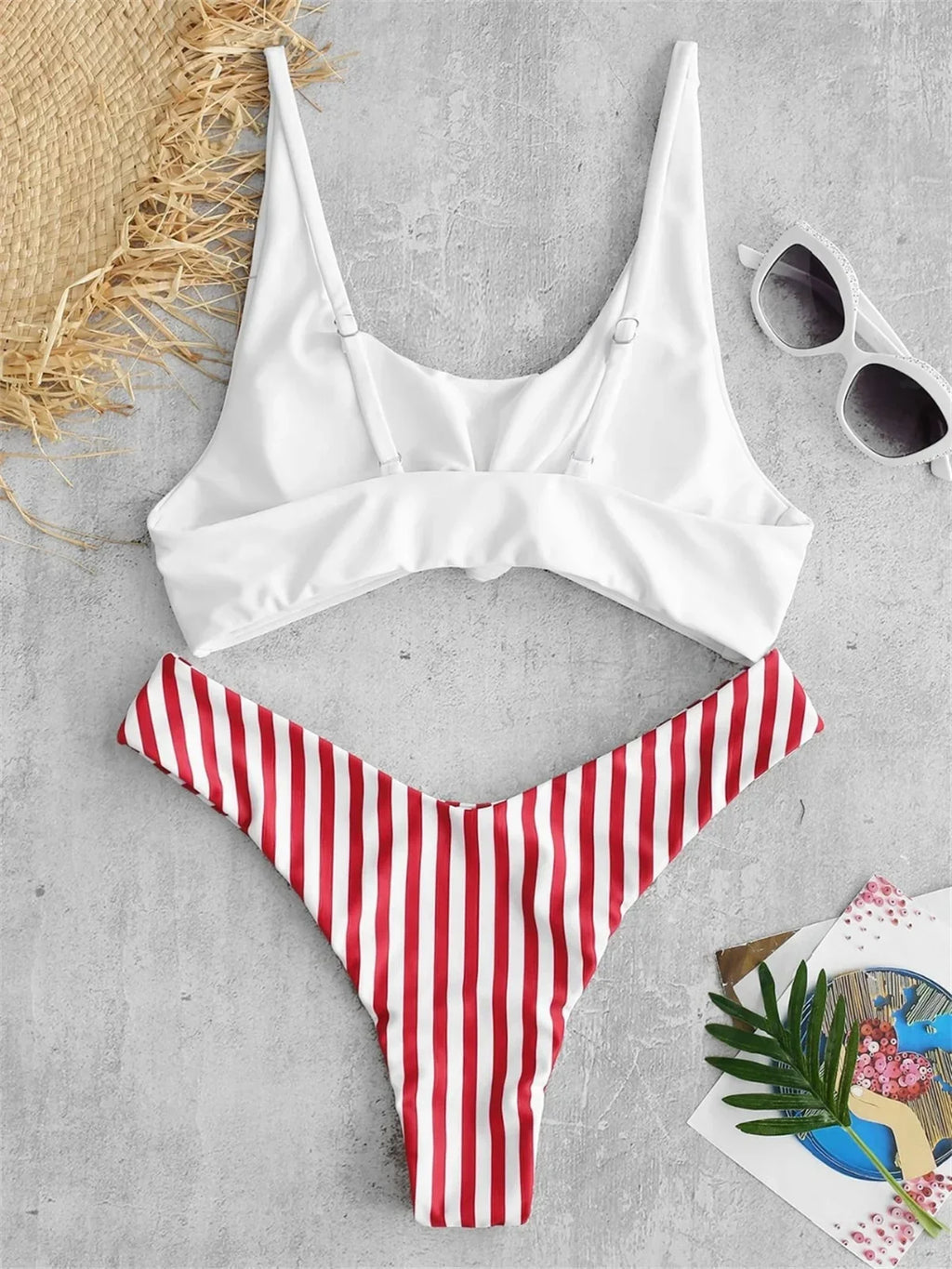 Sexy Micro Bikini 2025 Women Swimsuit Scoop Neck Striped Swimwear Knot Bow Fringe Summer Beachwear Bathing Suit Push Up Biquini