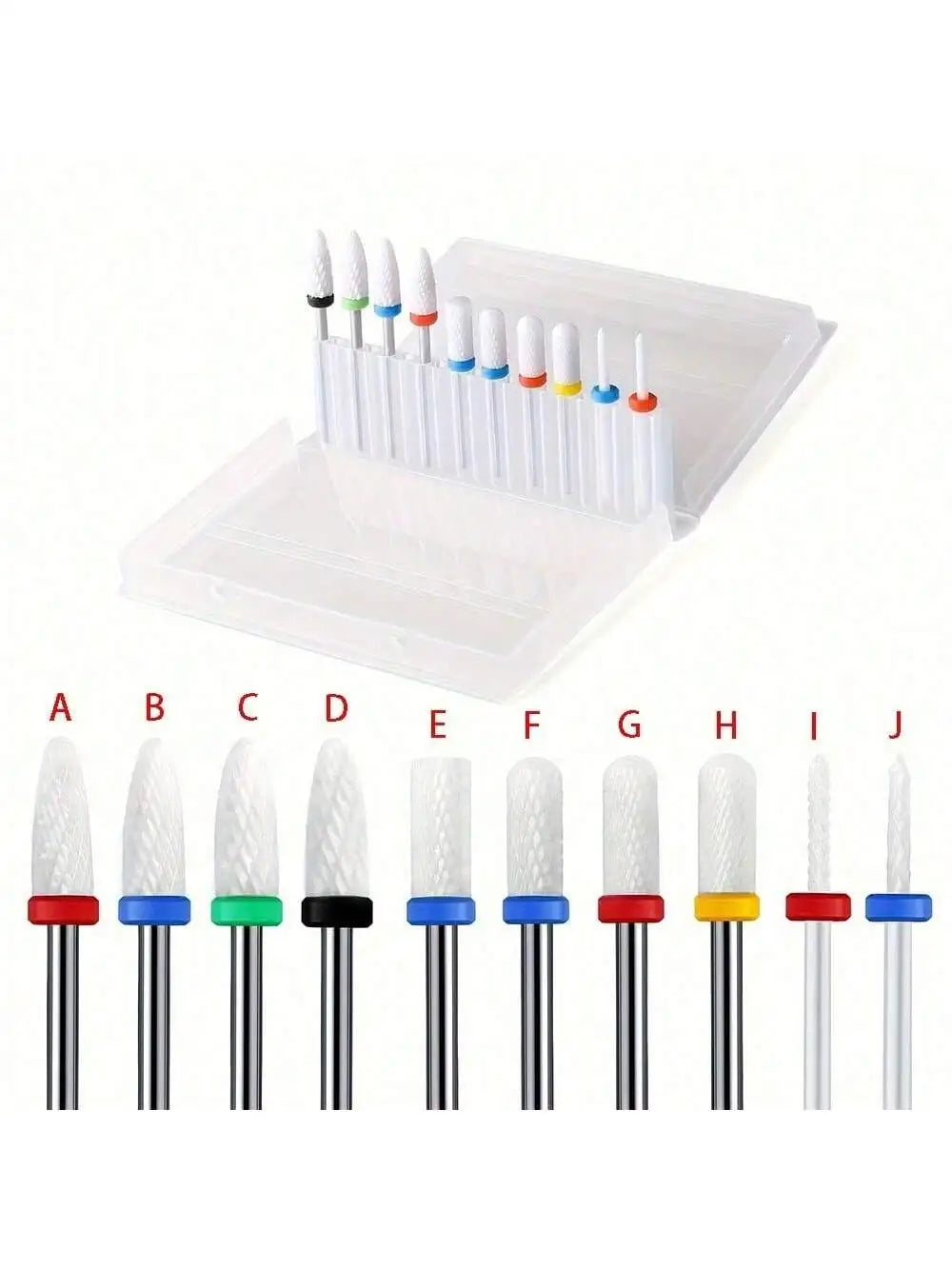 10pcs Milling Cutter Ceramic Nail Drill Bits Electric Manicure Files Kit Cuticle Remove Burr Gel Polish Tools Accessories