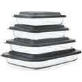 Deep Glass Baking Dish Set With Lids For Lasagna Rectangular Bakeware