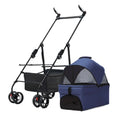 3 in 1 Dog Strollers 4 Wheels Folding Pet Stroller with Detachable Carrier Breathable Visible Mesh Travel Carriers