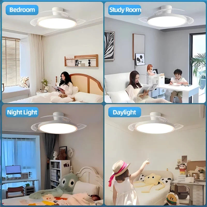 Modern Ceiling Fan Lamps silent invisible 3 folding blades blade LED lights Living room dining room Bedroom study AC95-260V