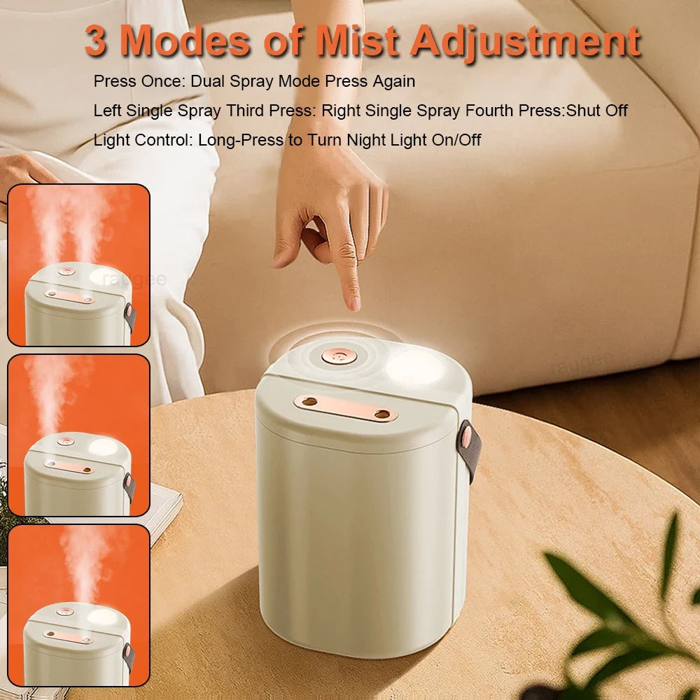 1.3L Air Humidifier Professional Large Capacity Humidifier for Home Double Spray Port Cool Mist Maker Humidifier with LED Light