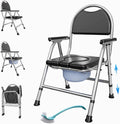 XMSJ 4 In 1 Folding Bedside Commode Chair Adjustable Height
