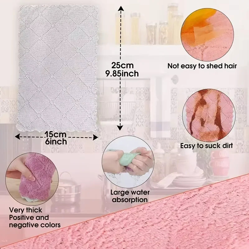 Soft Absorbent Cleaning Rags 10 Pack Reusable Dishcloths Quick Drying