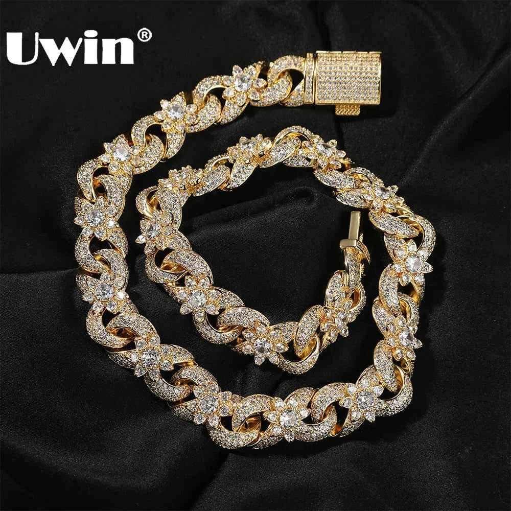 Colorful Flowers Cuban Chain Necklaces Bracelets