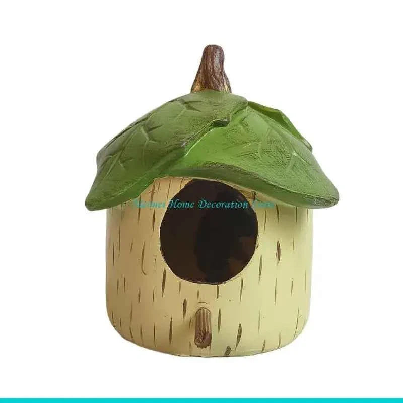 H7BF Resins Birdhouse Decors for Small Bird Nesting Decors Garden Ornament