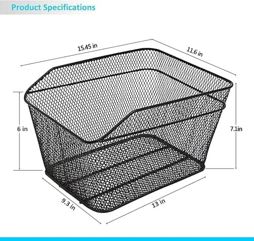 Rear Bike Basket With Easy Install Spider Webbing And Waterproof Tarp Cover