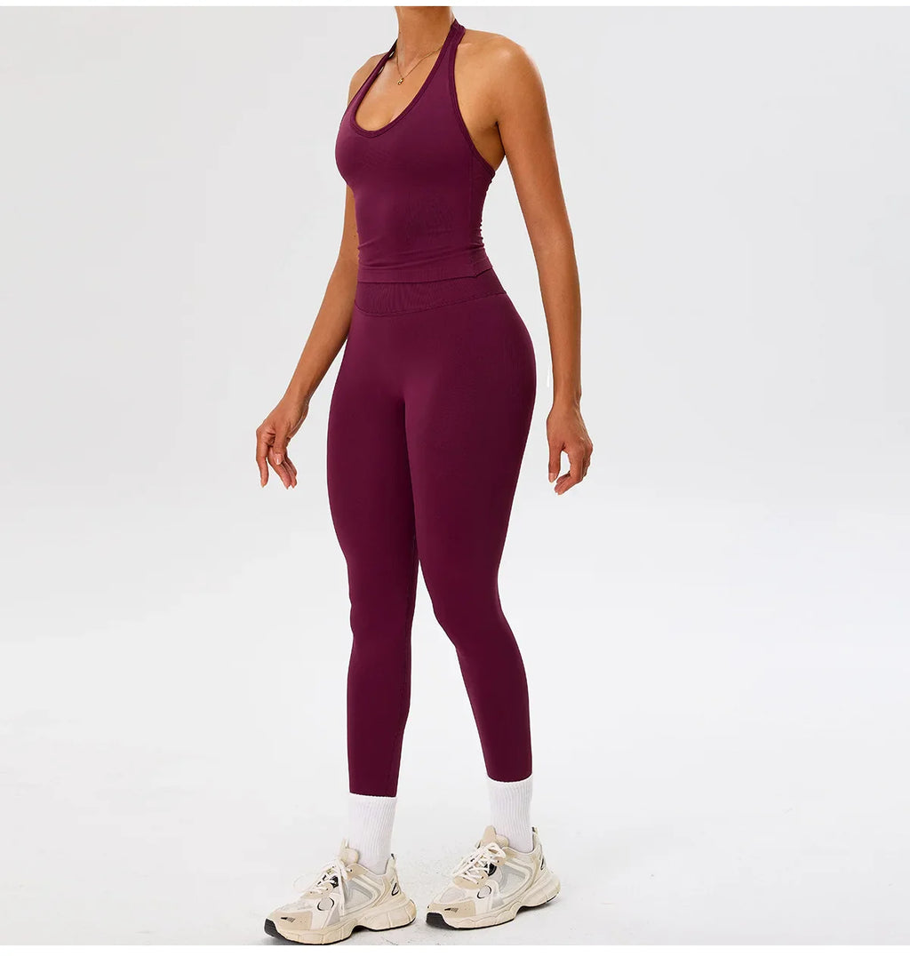 Seamless Gym Top Women Sports Bra Running Neck Hanging Yoga Bra Breathable Sports Underwear Women Push Up Fitness Workout Tops
