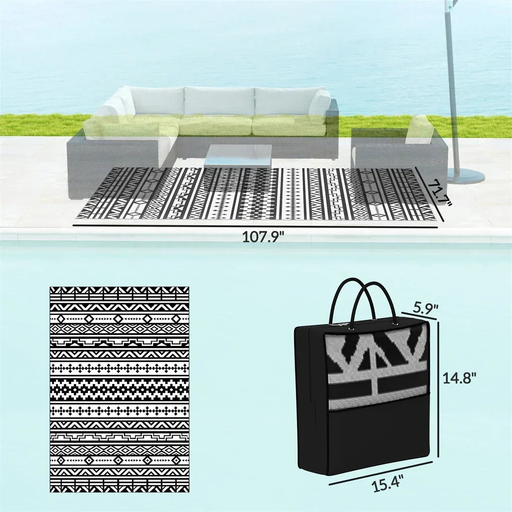 Waterproof Outdoor Rug For Camping And Backyard Reversible Polypropylene Mat